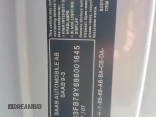 2008 Saab 9-3 z VIN YS3FB79Y686001645, wystawiony jako Copart lot #68333134 z przebiegiem 119 142 mil mil oraz Tytuł czysty. Historia ofert i sprzedaży dostępna na DreamBid. Obrazek 14.