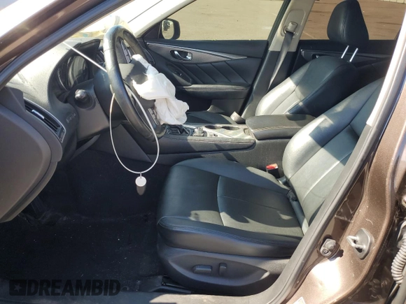 2015 Infiniti Q50 with VIN JN1BV7AR9FM405679, listed as a Copart auction lot 55884795 with 104,419 mi miles and Salvage title. Bid and sale history available at DreamBid. Image 7.