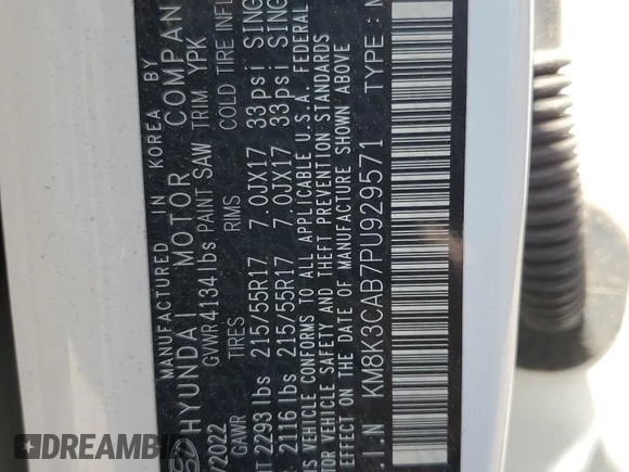 2023 Hyundai Kona SEL с VIN KM8K3CAB7PU929571, выставлен на аукционе Copart как лот 58077185 с пробегом 22 625 миль миль и Списание • Salvage title. История ставок и продаж доступна на DreamBid. Изображение 13.
