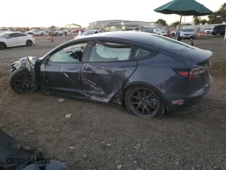 2023 Tesla Model 3 with VIN 5YJ3E1EA9PF642587, listed as a Copart auction lot 79334144 with 0 mi miles and Salvage Title. Bid and sale history available at carsss.com. Image 2.