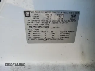 2016 Chevrolet Silverado 1500 Work Truck with VIN 3GCPCNEH7GG220968, listed as a Copart auction lot 72214334 with Not Provided miles and Salvage Title. Bid and sale history available at DreamBid. Image 12.
