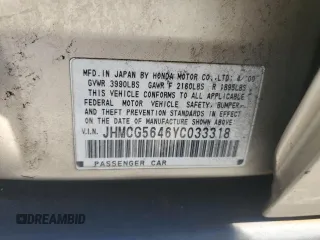 2000 Honda Accord LX z VIN JHMCG5646YC033318, wystawiony jako Copart lot #48492595 z przebiegiem 192 554 mil mil oraz Szkoda całkowita • Salvage title. Historia ofert i sprzedaży dostępna na DreamBid. Obrazek 15.