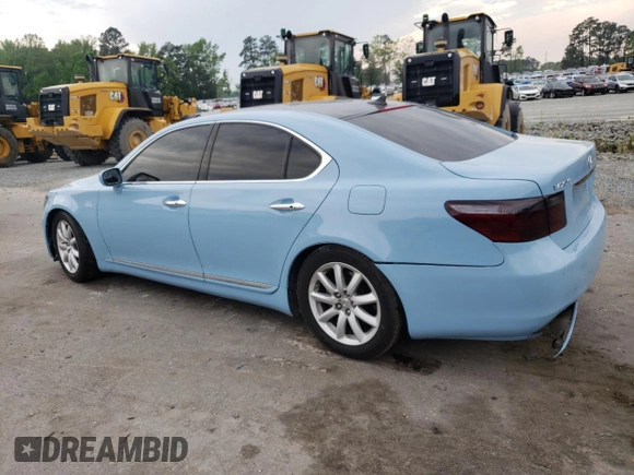 2007 Lexus LS 460 with VIN JTHBL46F675035124, listed as a Copart auction lot 54334835 with 155,919 mi miles and Salvage title. Bid and sale history available at DreamBid. Image 2.