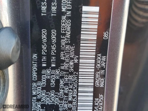 2019 Toyota 4Runner SR5 with VIN JTEBU5JR6K5653912, listed as a Copart auction lot 79904504 with 65,565 mi miles and Salvage Title. Bid and sale history available at carsss.com. Image 12.