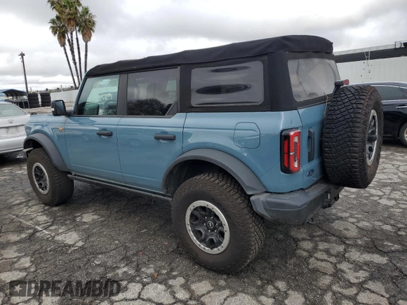 2021 Ford Bronco with VIN 1FMEE5DP4MLA90474, listed as a Copart auction lot 42542495 with 26,674 mi miles and Salvage Title. Bid and sale history available at DreamBid. Image 2.