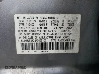 2010 Honda Fit with VIN JHMGE8H24AC035157, listed as a Copart auction lot 52826315 with 179,222 mi miles and Salvage Title. Bid and sale history available at carsss.com. Image 13.