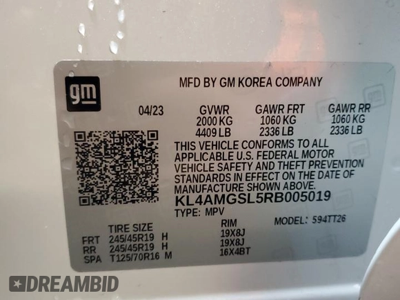 2024 Buick Encore GX Avenir with VIN KL4AMGSL5RB005019, listed as a Copart auction lot 58212105 with 9,430 mi miles and Salvage title. Bid and sale history available at DreamBid. Image 14.