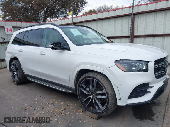 2021 Mercedes-Benz GLS 580 with VIN 4JGFF8GEXMA445382, listed as a IAAI auction lot 40991874 with 51,955 mi miles and . Bid and sale history available at DreamBid. Image 14.