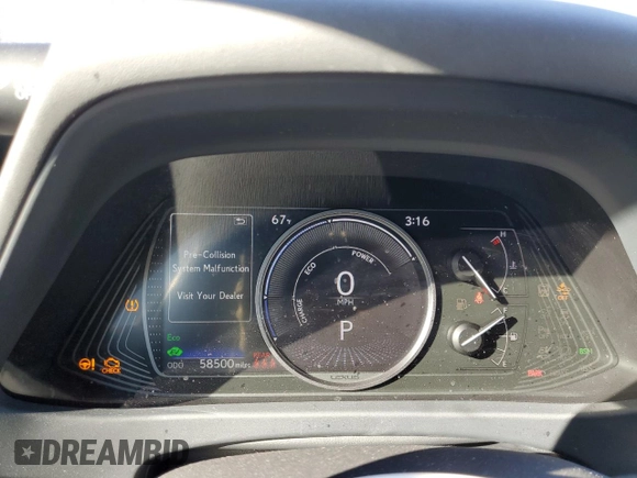 2020 Lexus UX with VIN JTHP9JBHXL2024195, listed as a Copart auction lot 48470575 with 58,500 mi miles and Salvage Title. Bid and sale history available at carsss.com. Image 9.