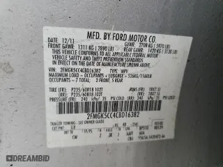 2012 Ford Flex SEL with VIN 2FMGK5CC4CBD16382, listed as a Copart auction lot 46745395 with 269,621 mi miles and Salvage Title. Bid and sale history available at carsss.com. Image 13.