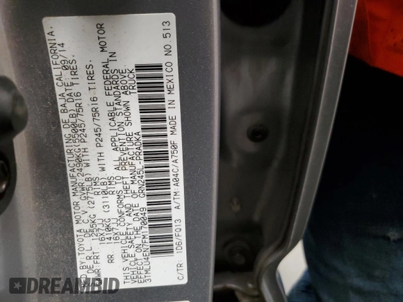 2015 Toyota Tacoma with VIN 3TMLU4EN7FM170049, listed as a Copart auction lot 52083725 with 162,062 mi miles and Salvage Title. Bid and sale history available at DreamBid. Image 12.