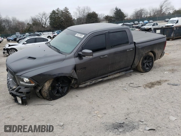 2018 Ram 1500 Night with VIN 1C6RR7MT5JS152010, listed as a Copart auction lot 44012985 with 86,375 mi miles and Salvage Title. Bid and sale history available at carsss.com. Image 1.