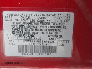 2015 Nissan Note SV z VIN 3N1CE2CP2FL429447, wystawiony jako IAAI lot #42075464 z przebiegiem 24 500 mil mil oraz . Historia ofert i sprzedaży dostępna na DreamBid. Obrazek 9.
