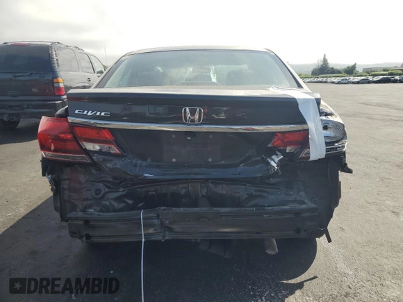 2013 Honda Civic LX with VIN 19XFB2F52DE214133, listed as a Copart auction lot 53840825 with 133,959 mi miles and Salvage Title. Bid and sale history available at DreamBid. Image 6.