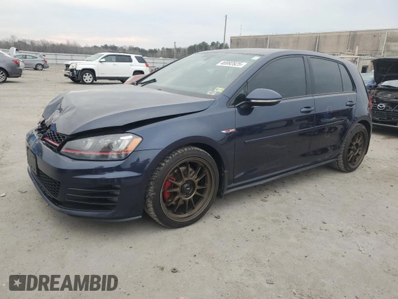 2016 Volkswagen Golf GTI SE with VIN 3VW5T7AU9GM034952, listed as a Copart auction lot 46992825 with 177,095 mi miles and Salvage Title. Bid and sale history available at carsss.com. Image 1.