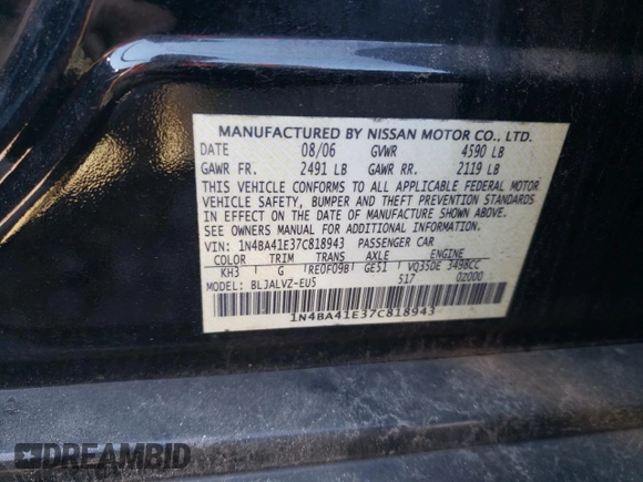 2007 Nissan Maxima 3.5 SE with VIN 1N4BA41E37C818943, listed as a Copart auction lot 65990034 with 155,961 mi miles and Salvage Title. Bid and sale history available at carsss.com. Image 13.