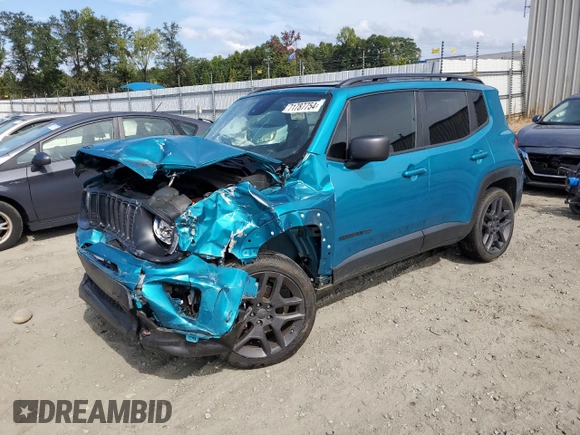 2021 Jeep Renegade 80th Anniversary with VIN ZACNJDBB8MPN22610, listed as a Copart auction lot 71787754 with 49,057 mi miles and Salvage title. Bid and sale history available at DreamBid. Image 1.