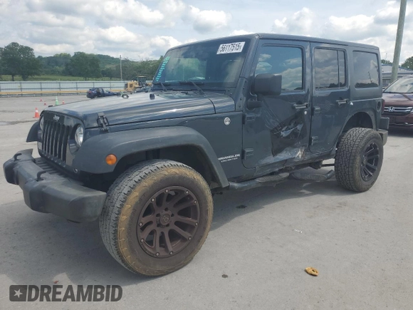 2017 Jeep Wrangler Unlimited Sport z VIN 1C4BJWDG4HL689583, wystawiony jako Copart lot #56117515 z przebiegiem 115 033 mil mil oraz Szkoda całkowita • Salvage title. Historia ofert i sprzedaży dostępna na DreamBid. Obrazek 1.
