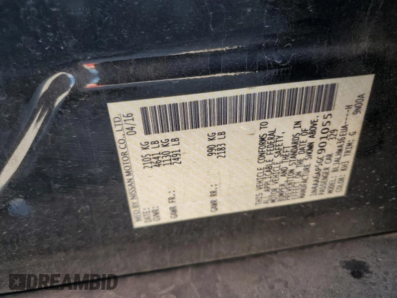 2016 Nissan Maxima SV with VIN 1N4AA6AP5GC901055, listed as a Copart auction lot 54133175 with 105,277 mi miles and Salvage Title. Bid and sale history available at DreamBid. Image 13.