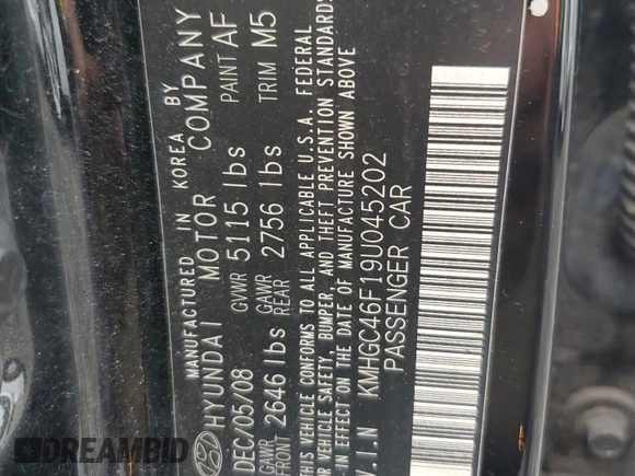 2009 Hyundai Genesis with VIN KMHGC46F19U045202, listed as a Copart auction lot 74543594 with 135,170 mi miles and Salvage Title. Bid and sale history available at carsss.com. Image 12.