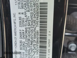 2019 Honda Accord Sport with VIN 1HGCV1F35KA010091, listed as a Copart auction lot 54099245 with 102,958 mi miles and Salvage Title. Bid and sale history available at DreamBid. Image 12.