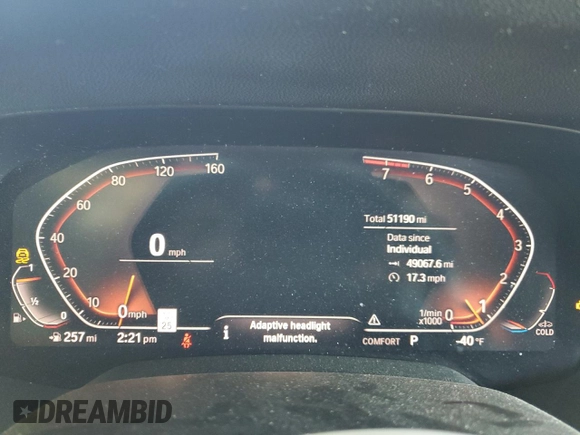 2020 BMW X5 xDrive40i with VIN 5UXCR6C01L9C81731, listed as a Copart auction lot 61017435 with 51,190 mi miles and Salvage title. Bid and sale history available at DreamBid. Image 9.