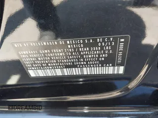 2013 Volkswagen Jetta Hybrid SE with VIN 3VW637AJ8DM299657, listed as a IAAI auction lot 42538101 with 128,822 mi miles and . Bid and sale history available at DreamBid. Image 9.