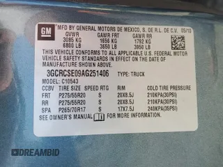 2010 Chevrolet Silverado 1500 LT with VIN 3GCRCSE09AG251406, listed as a Copart auction lot 54136905 with 205,048 mi miles and Clean Title. Bid and sale history available at DreamBid. Image 12.