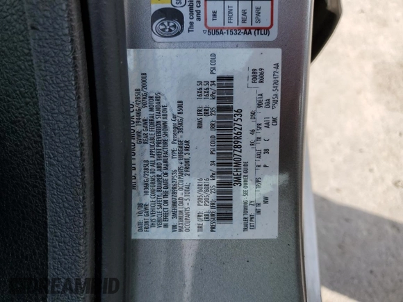 2009 Mercury Milan z VIN 3MEHM07Z89R627536, wystawiony jako Copart lot #55841295 z przebiegiem 75 774 mil mil oraz Szkoda całkowita • Salvage title. Historia ofert i sprzedaży dostępna na DreamBid. Obrazek 12.