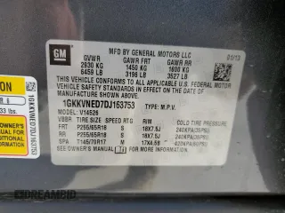 2013 GMC Acadia SLE with VIN 1GKKVNED7DJ163753, listed as a Copart auction lot 75747304 with 167,056 mi miles and Salvage Title. Bid and sale history available at carsss.com. Image 13.