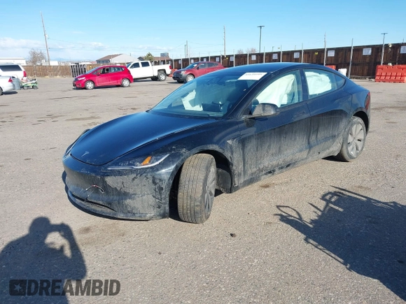 2025 Tesla Model 3 Long Range with VIN 5YJ3E1EB5SF877778, listed as a IAAI auction lot 41639595 with 8,295 mi miles and . Bid and sale history available at DreamBid. Image 2.