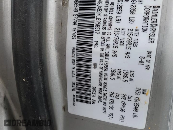 2001 Chrysler Voyager LX z VIN 1C4GJ45341B258517, wystawiony jako Copart lot #47789295 z przebiegiem Nie podano mil oraz Szkoda całkowita • Salvage title. Historia ofert i sprzedaży dostępna na DreamBid. Obrazek 13.