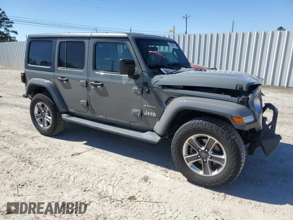 2019 Jeep Wrangler Unlimited Sahara with VIN 1C4HJXEG6KW531041, listed as a Copart auction lot 47387515 with 76,417 mi miles and Non Repairable. Bid and sale history available at carsss.com. Image 4.