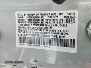 2011 Honda Element EX z VIN 5J6YH2H75BL000144, wystawiony jako Copart lot #60867165 z przebiegiem 127 013 mil mil oraz Nie do naprawy • Non repairable. Historia ofert i sprzedaży dostępna na DreamBid. Obrazek 14.