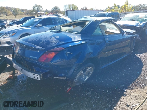2002 Lexus SC 430 with VIN JTHFN48Y320034948, listed as a IAAI auction lot 40833179 with 117,357 mi miles and . Bid and sale history available at DreamBid. Image 4.
