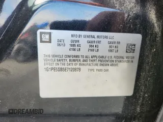2014 Chevrolet Cruze 2LT z VIN 1G1PE5SB5E7120878, wystawiony jako Copart lot #58624755 z przebiegiem 121 644 mil mil oraz Szkoda całkowita • Salvage title. Historia ofert i sprzedaży dostępna na DreamBid. Obrazek 12.