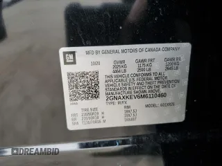 2021 Chevrolet Equinox LT with VIN 2GNAXKEV6M6110460, listed as a Copart auction lot 49271064 with 65,618 mi miles and Salvage Title. Bid and sale history available at DreamBid. Image 13.