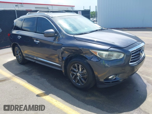 2014 Infiniti QX60 with VIN 5N1AL0MM6EC551107, listed as a IAAI auction lot 42094400 with 161,861 mi miles and . Bid and sale history available at DreamBid. Image 1.