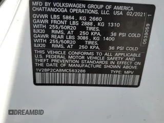 2021 Volkswagen Atlas SEL с VIN 1V2BP2CA8MC563286, выставлен на аукционе Copart как лот 62472965 с пробегом 42 355 миль миль и Списание • Salvage title. История ставок и продаж доступна на DreamBid. Изображение 14.