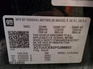 2023 GMC Sierra 1500 Elevation z VIN 3GTUUCE81PG288803, wystawiony jako Copart lot #47320885 z przebiegiem 48 997 mil mil oraz Czysty tytuł • Clean title. Historia ofert i sprzedaży dostępna na DreamBid. Obrazek 12.
