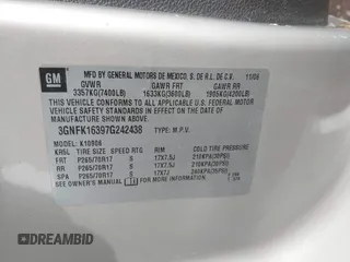 2007 Chevrolet Suburban LTZ with VIN 3GNFK16397G242438, listed as a IAAI auction lot 41096147 with 206,528 mi miles and . Bid and sale history available at DreamBid. Image 9.