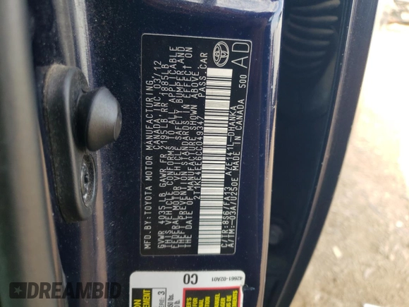 2012 Toyota Matrix S with VIN 2T1KE4EE6CC049347, listed as a Copart auction lot 74579544 with 64,851 mi miles and Salvage title. Bid and sale history available at DreamBid. Image 14.