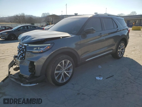 2025 Ford Explorer Platinum with VIN 1FMWK8HCXSGA82231, listed as a Copart auction lot 88560865 with 5,652 mi miles and Salvage title. Bid and sale history available at DreamBid. Image 1.