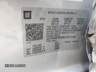 2019 Cadillac XT5 Premium Luxury AWD z VIN 1GYKNFRS2KZ227166, wystawiony jako IAAI lot #41786410 z przebiegiem 99 576 mil mil oraz . Historia ofert i sprzedaży dostępna na DreamBid. Obrazek 9.