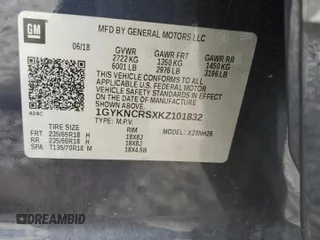 2019 Cadillac XT5 Luxury FWD with VIN 1GYKNCRSXKZ101832, listed as a Copart auction lot 54574825 with Not provided miles and Salvage title. Bid and sale history available at DreamBid. Image 14.