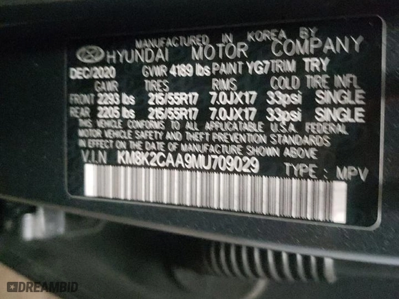 2021 Hyundai Kona SEL with VIN KM8K2CAA9MU709029, listed as a Copart auction lot 89358465 with 61,322 mi miles and Salvage Title. Bid and sale history available at carsss.com. Image 13.