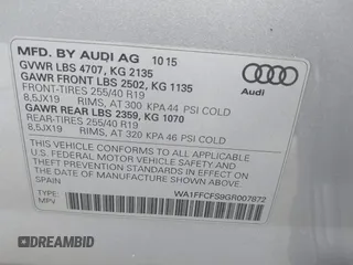 2016 Audi Q3 Prestige with VIN WA1FFCFS9GR007872, listed as a IAAI auction lot 42541509 with 86,187 mi miles and . Bid and sale history available at DreamBid. Image 9.