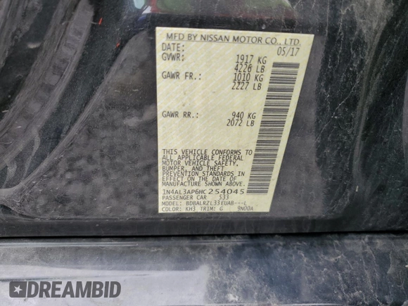 2017 Nissan Altima S z VIN 1N4AL3AP6HC254045, wystawiony jako Copart lot #55694705 z przebiegiem 89 323 mil mil oraz Szkoda całkowita • Salvage title. Historia ofert i sprzedaży dostępna na DreamBid. Obrazek 12.