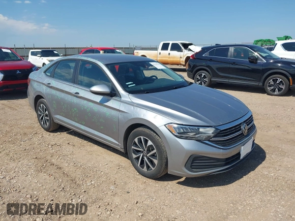 2024 Volkswagen Jetta S with VIN 3VW5M7BU8RM081548, listed as a IAAI auction lot 42703138 with 31,686 mi miles and . Bid and sale history available at DreamBid. Image 1.