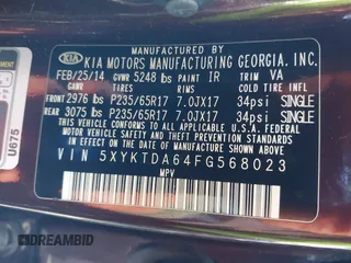 2015 Kia Sorento LX с VIN 5XYKTDA64FG568023, выставлен на аукционе IAAI как лот 42669922 с пробегом 112 156 миль миль и . История ставок и продаж доступна на DreamBid. Изображение 9.
